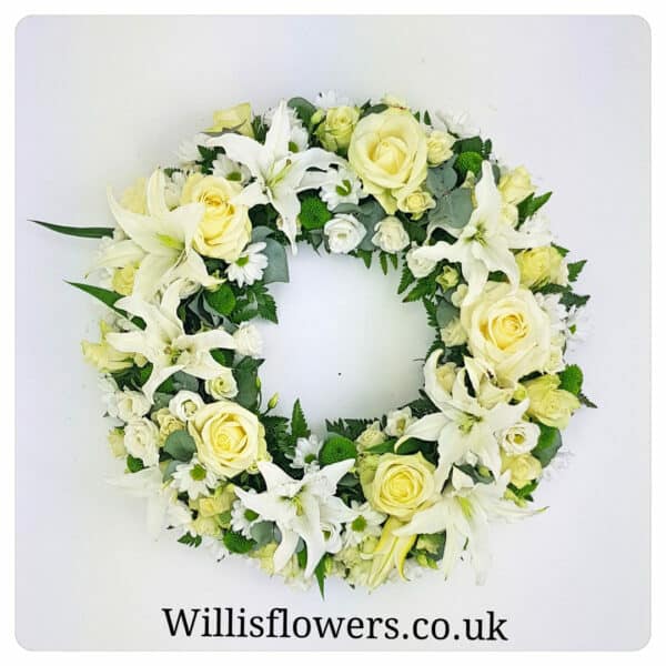 Rose & White Lily Wreath - Image 2