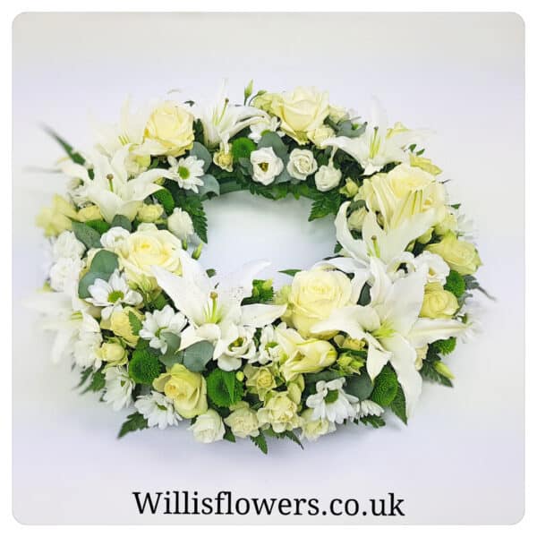 Rose & White Lily Wreath