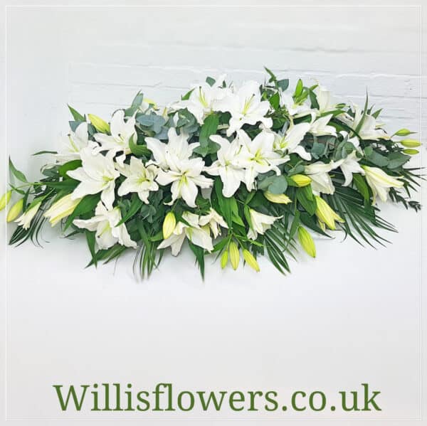 White Lily Casket Spray
