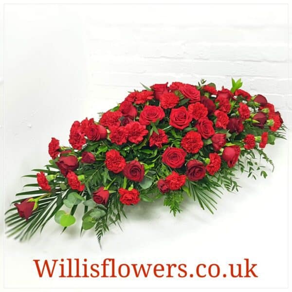 Rose & Carnation Red Casket Spray