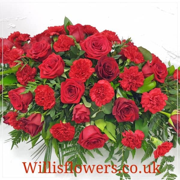 Rose & Carnation Red Casket Spray - Image 2