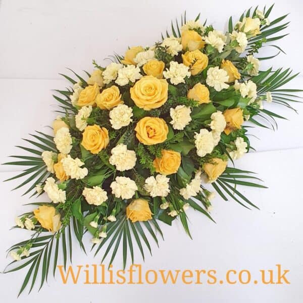 Rose & Carnation Yellow Casket Spray