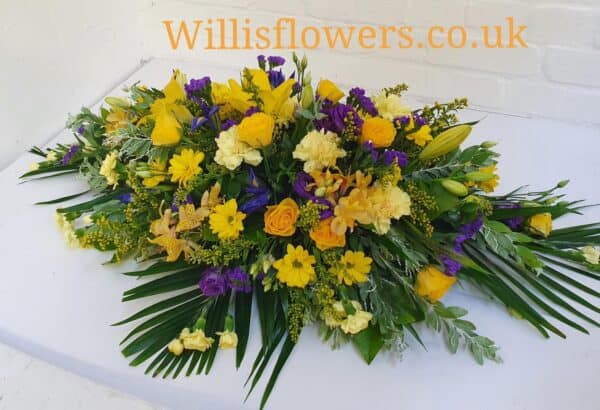 Yellow & Blue Casket Spray