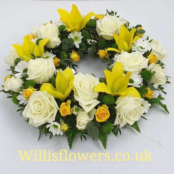 Rose & Yellow Lily Wreath