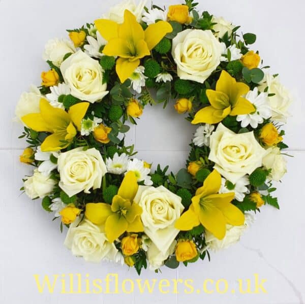 Rose & Yellow Lily Wreath - Image 2