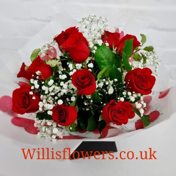 .Heavenly Red Rose Hand-tied - Image 2