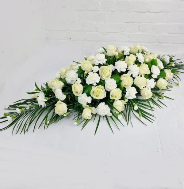 Rose & Carnation White Casket Spray - Image 3