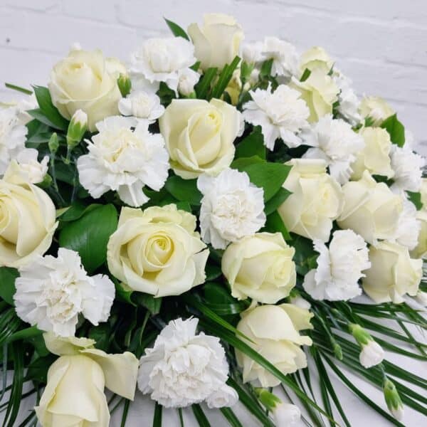 Rose & Carnation White Casket Spray - Image 2